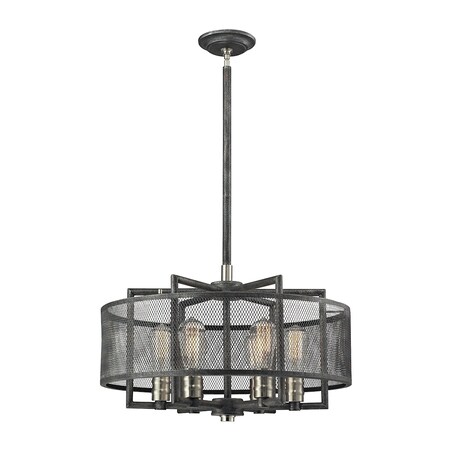 Elk Lighting Slatington 6-Lght Chandelier Nckl & Slvred Graphite w/Metal Mesh Shade 31238/6